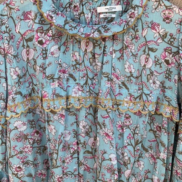 Mauryn Floral Embroidered Trim Ruffle Blouse - Size FR38 (US8) - Picture 2 of 4